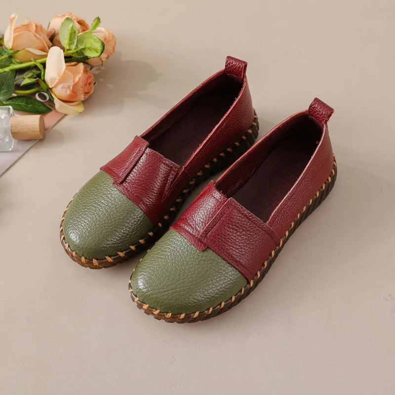 Two-Tone Cowhide Leather Slip-On Loafers