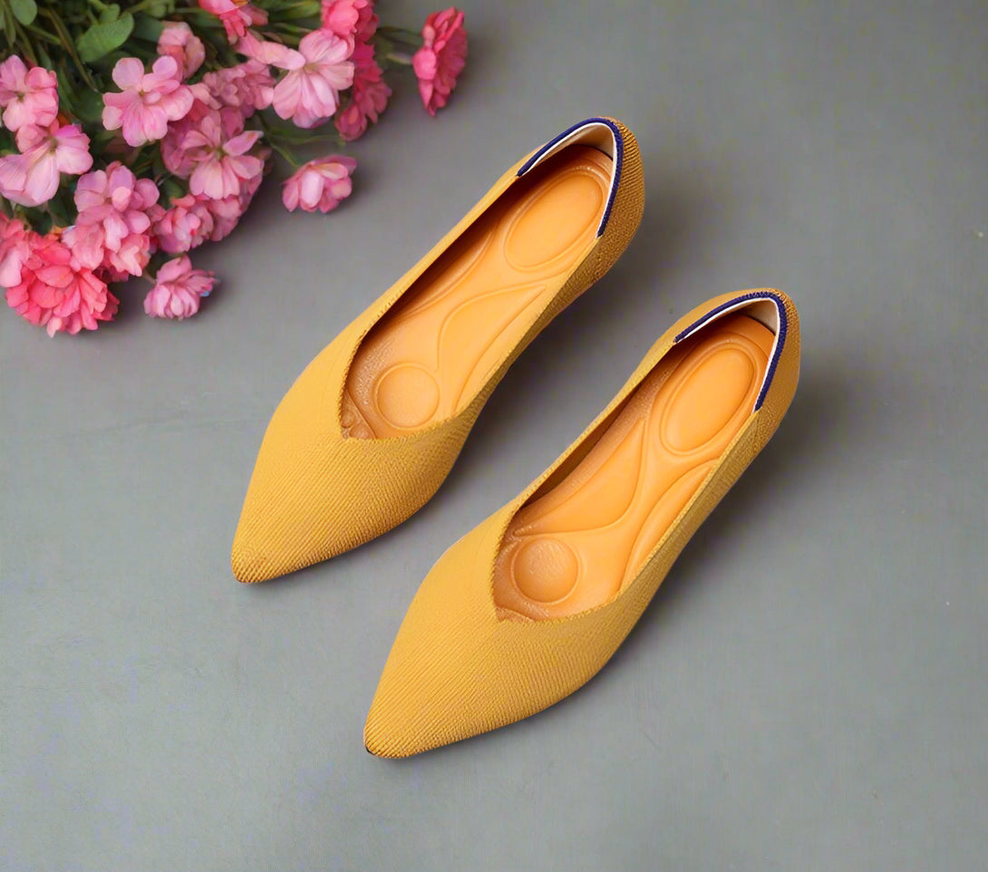 Pointed Wide Toe Box Ballet Flats for Bunions - Blissful Shoes