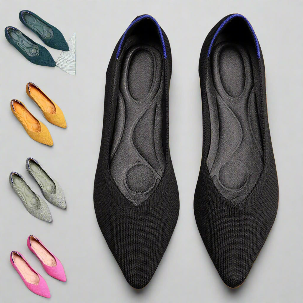 Pointed Wide Toe Box Ballet Flats for Bunions - Blissful Shoes