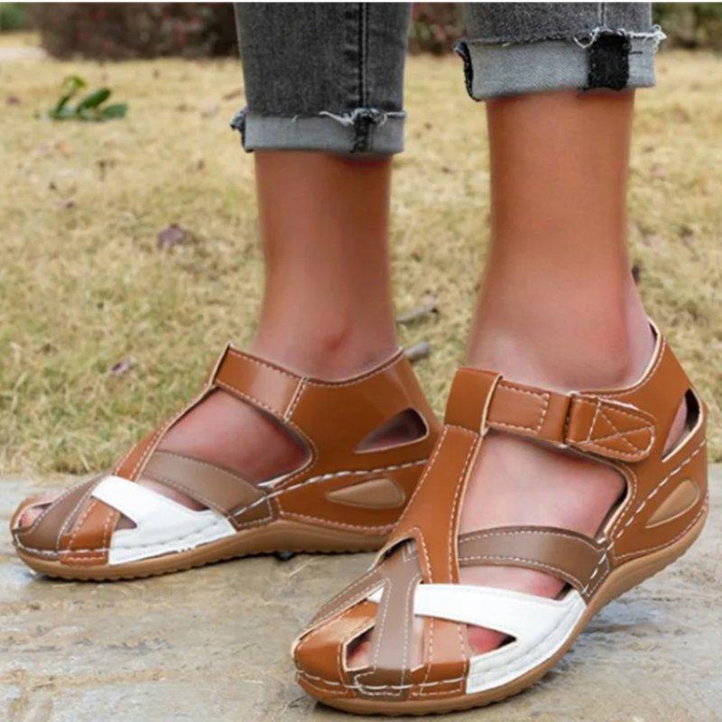 Supportive Sandals for Women with Velcro Strap - Blissful Shoes