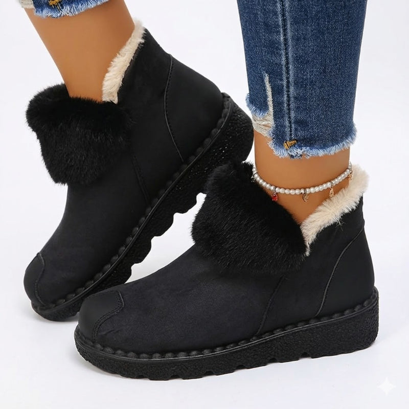 Warm Plush-Lined Suede Ankle Boots