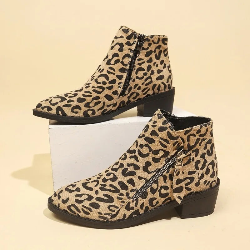 Women’s Leopard Print Suede Ankle Boots