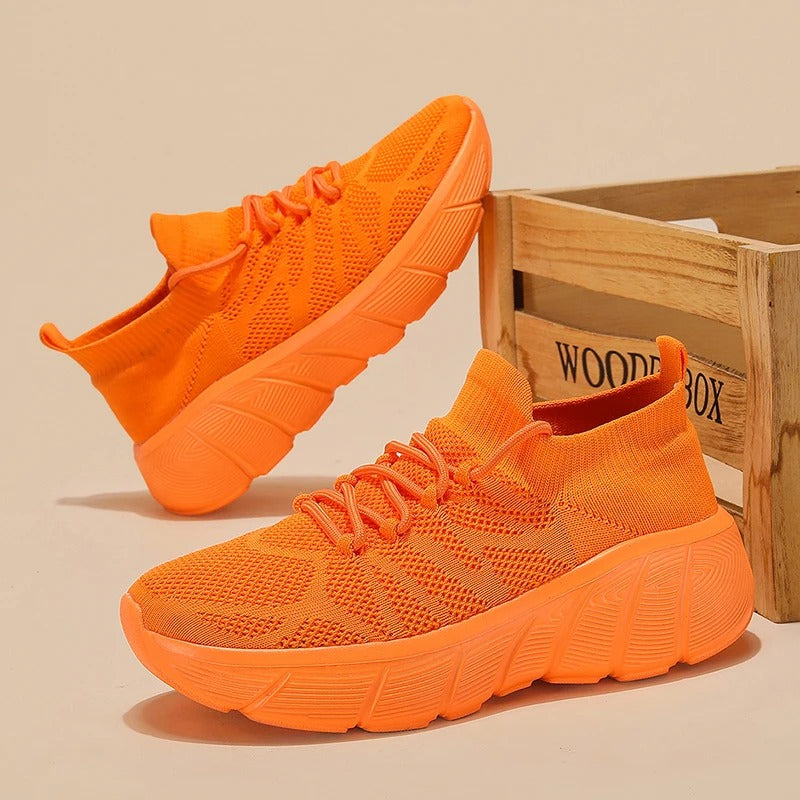 Mesh Lace-Up Decoration Platform Ortho Shoes