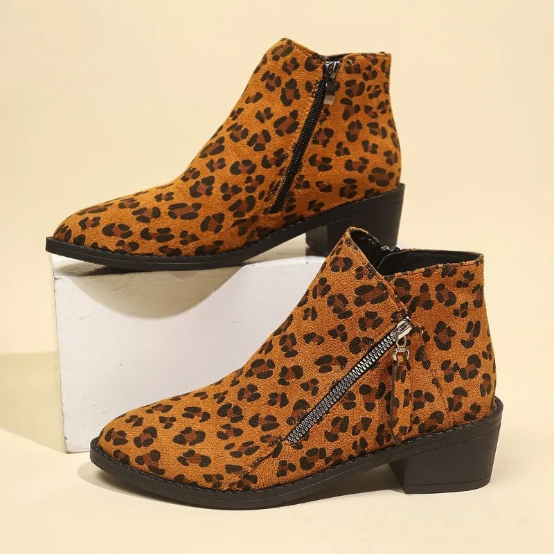 Women’s Leopard Print Suede Ankle Boots