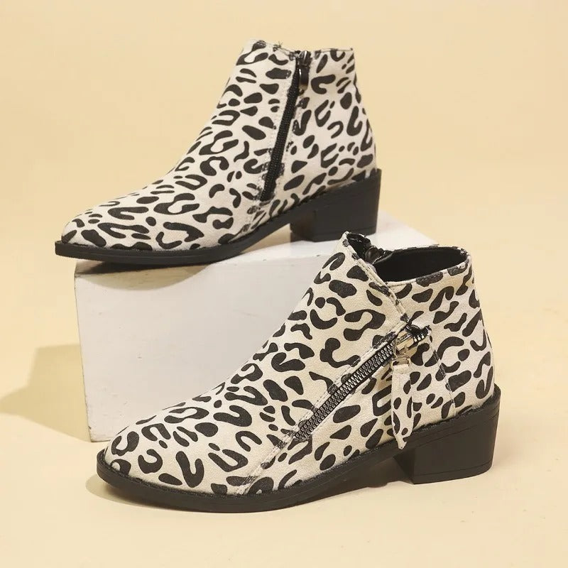 Women’s Leopard Print Suede Ankle Boots