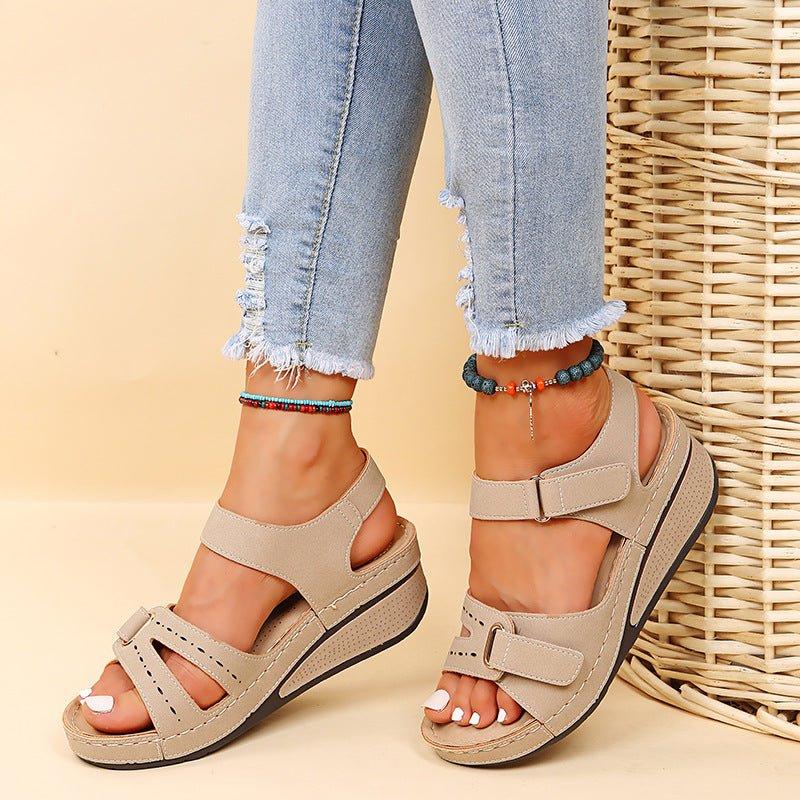 Wedge Heel Soft Thick Bottom Sandals - Blissful Shoes