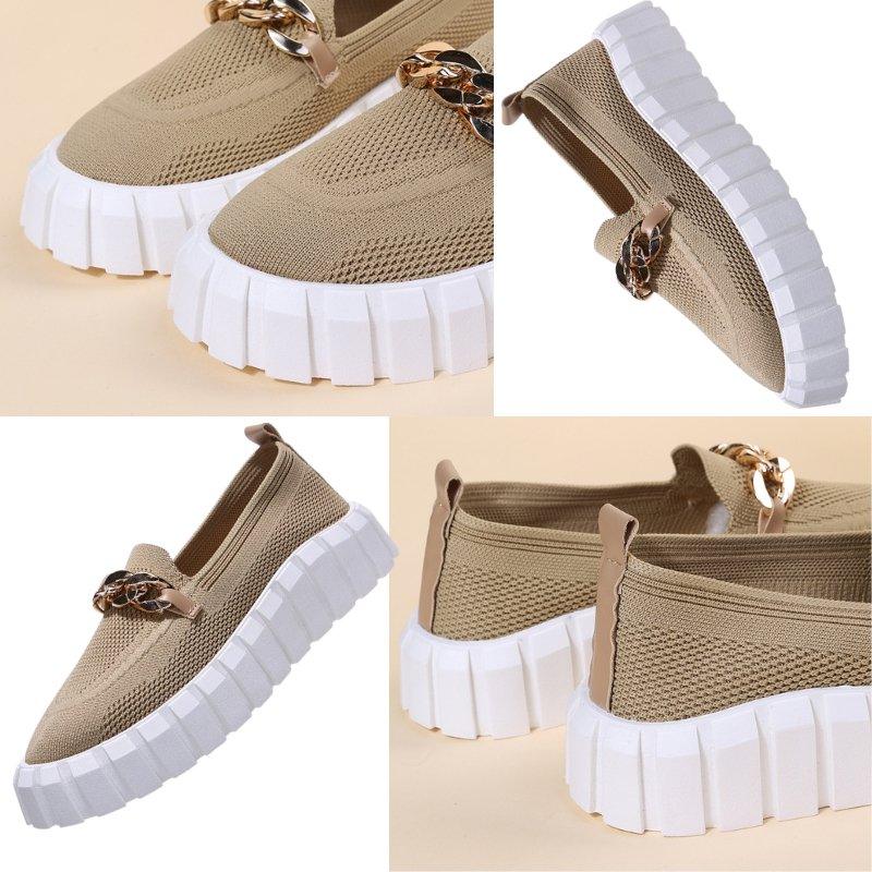 Women&#39;s Gold Chain Loafers for Comfy Walks - Blissful Shoes