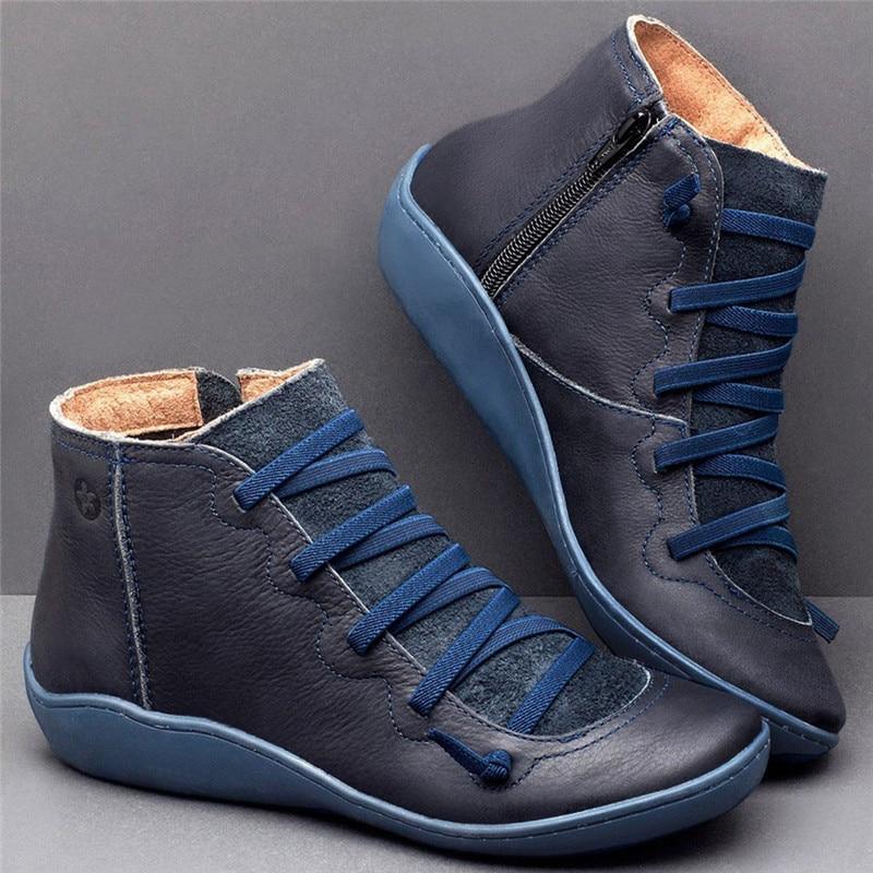 Round Toe Zipper Casual Ankle Boots for Bunions - Bunion Free