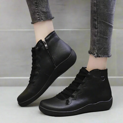 Round Toe Zipper Casual Ankle Boots for Bunions - Bunion Free