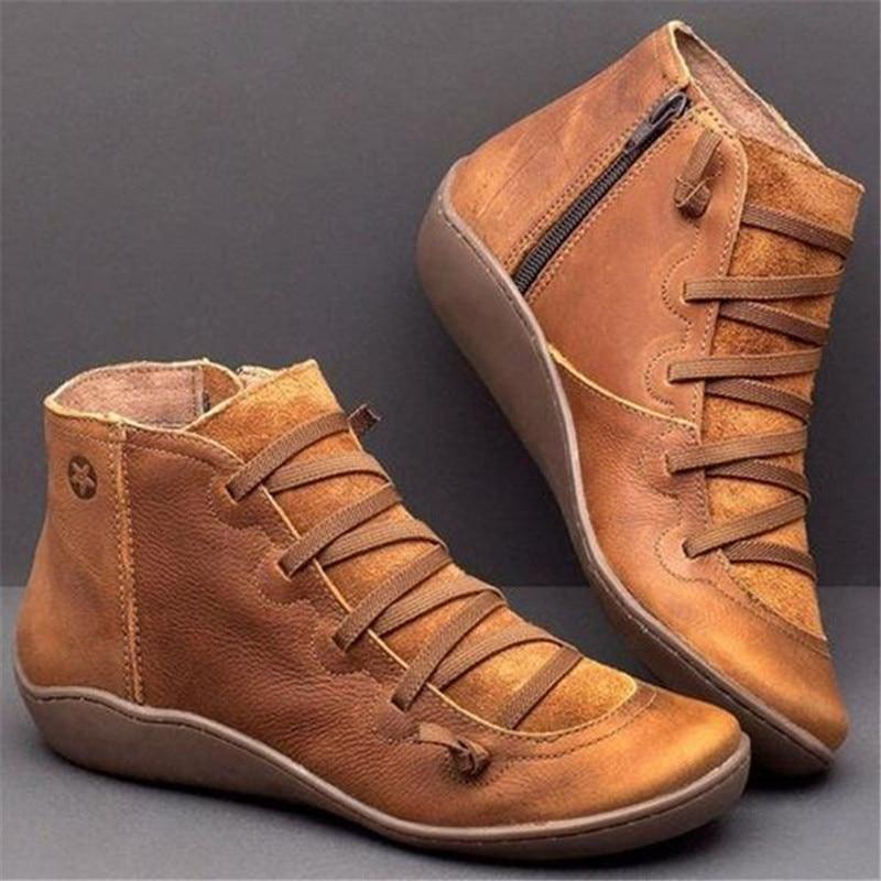 Round Toe Zipper Casual Ankle Boots for Bunions - Bunion Free