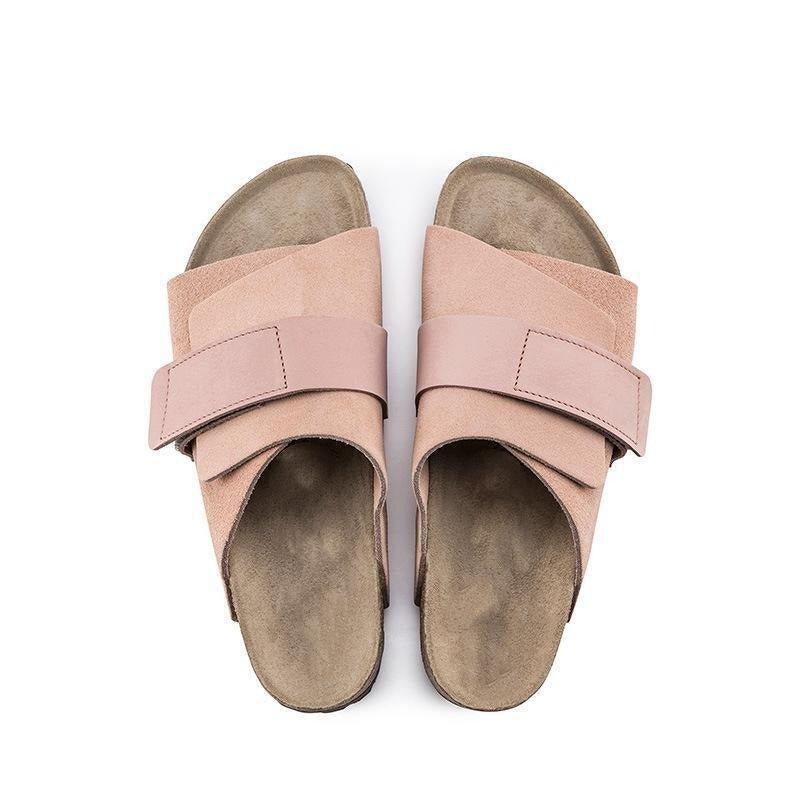 Wide Genuine Leather Unisex Cork Sole Sandals - ComfyFootgear